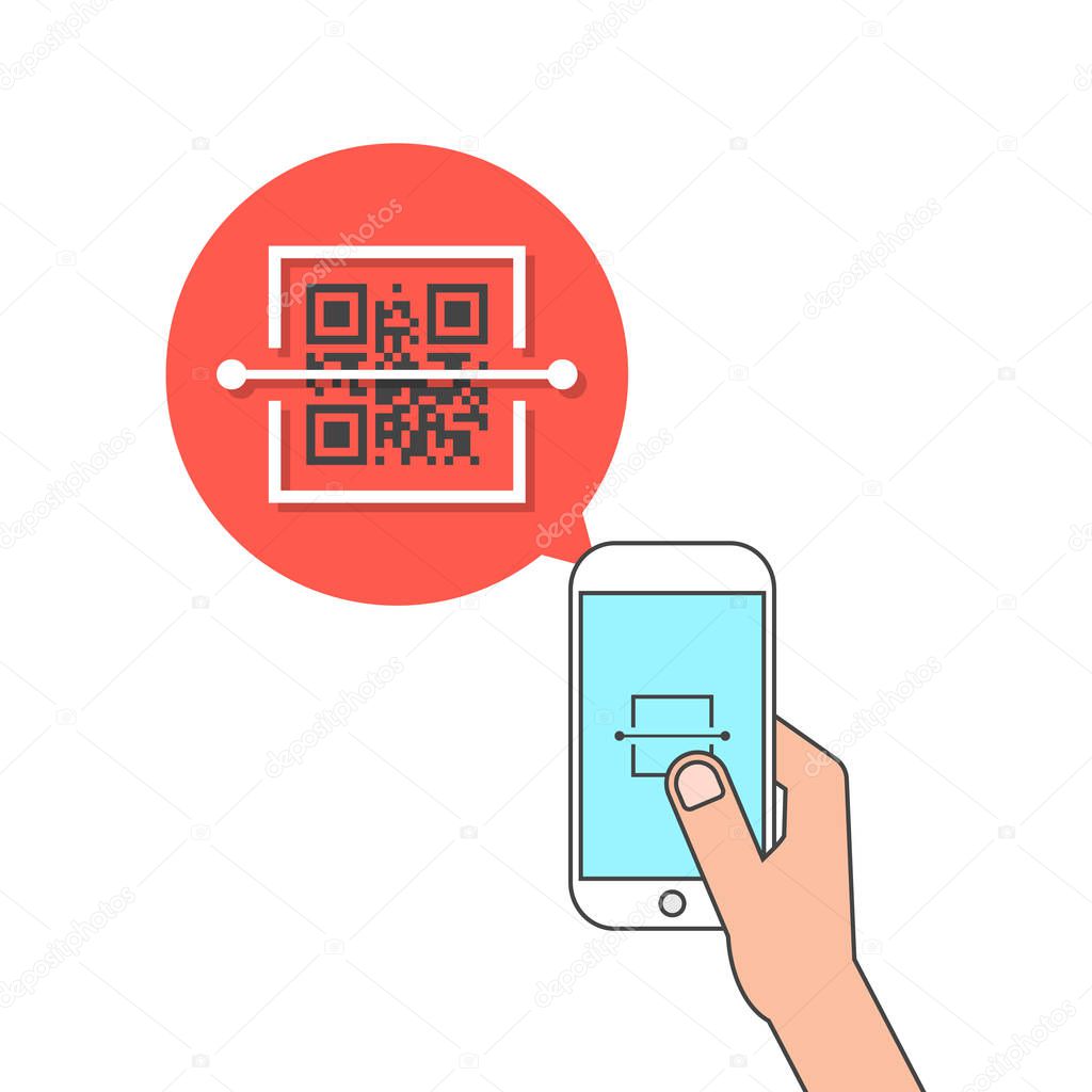 hand holding phone and scanning qr code