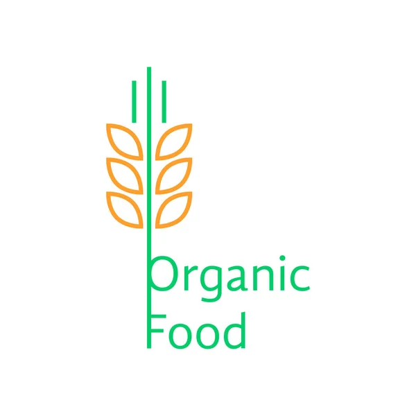 Espigas de trigo de línea fina como logotipo de alimentos orgánicos — Vector de stock