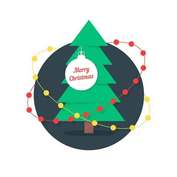 God jul med xmas tree och kransar — Stock vektor