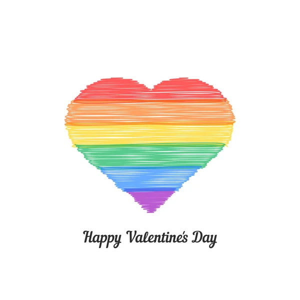 Feliz día de San Valentín con corazón de garabato de colores — Vector de stock