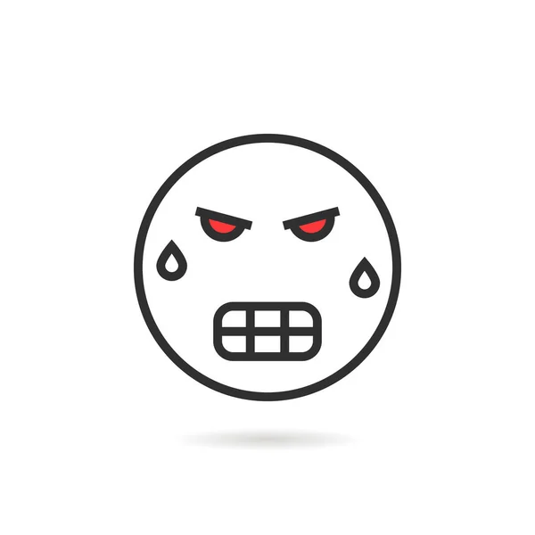 Frenético ícone emoji linha fina com sombra — Vetor de Stock