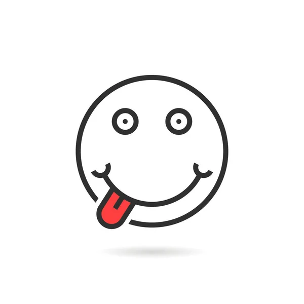 Prendere in giro sottile linea emoji icona con ombra — Vettoriale Stock