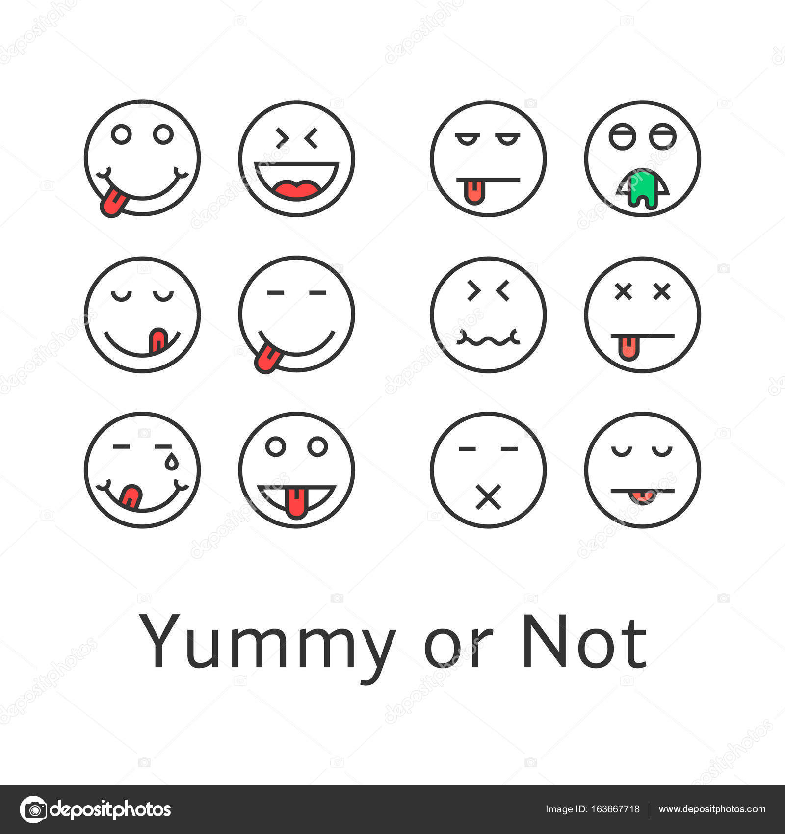 細い線おいしい絵文字アイコン ストックベクター ©HoldenKolf 163667718