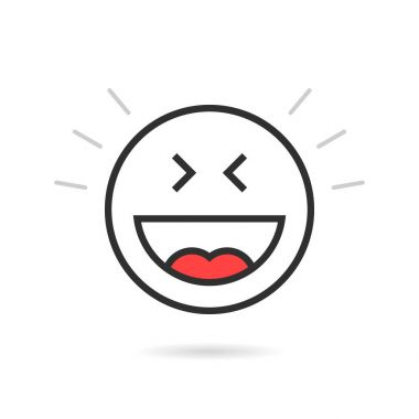 gölge ile neşeli ince çizgi emoji simgesi