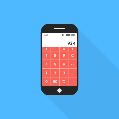 telefon ile hesap makinesi uygulaması ve gölge