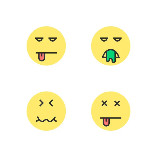 Intoxicação amarelo linha fina emoji — Vetor de Stock