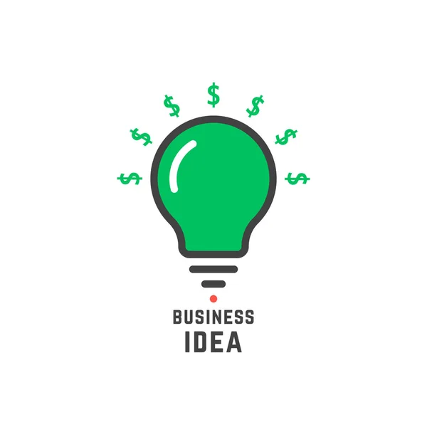 Idea di business con lampadina verde — Vettoriale Stock