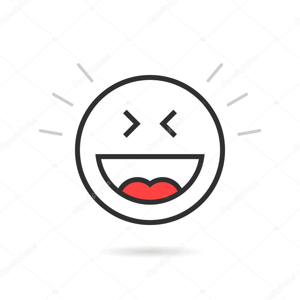 joyful thin line emoji icon with shadow