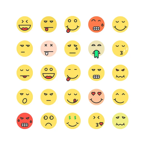 Conjunto de ícone emoji colorido — Vetor de Stock