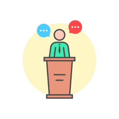 Doğrusal sözcüsü stand arkasında