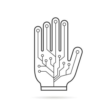 Siyah ince çizgi pcb sanal eldiven