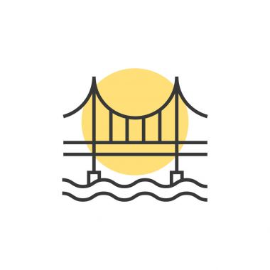 ince çizgi günbatımı köprü logo arkasında