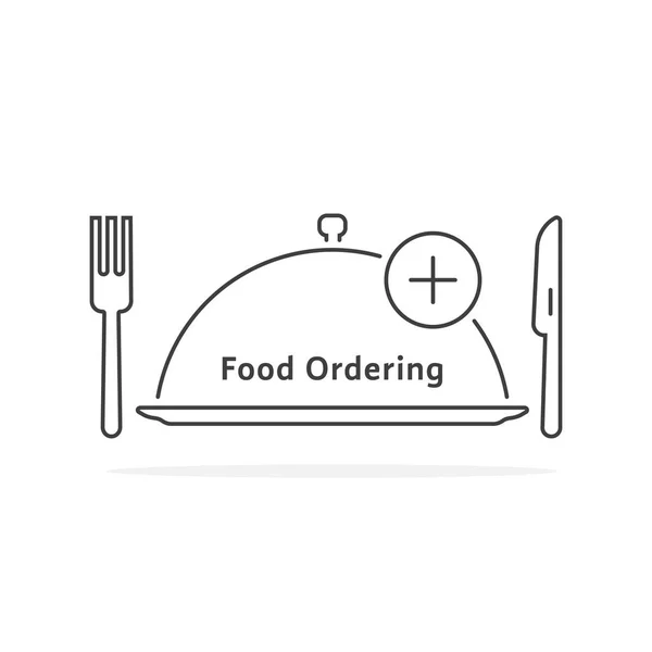Thin line food ordering with tray — Stock Vector