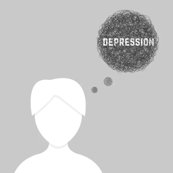 Silhouette of woman in depression — Stock Vector