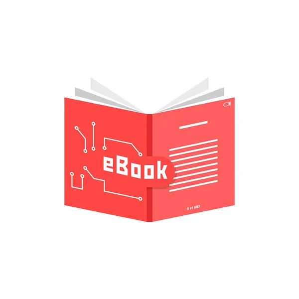 Ikona červeného ebook — Stockový vektor