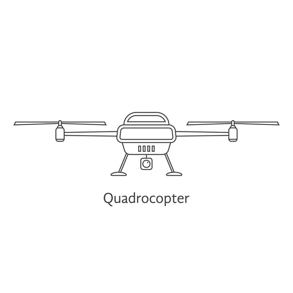 Black thin line quadrocopter — Stock Vector