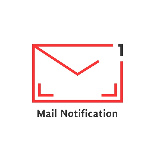 Ícone de notificação de correio de linha fina vermelha — Vetor de Stock