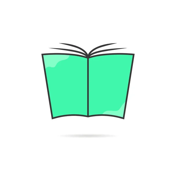 Γραμμικό πράσινο βιβλίο λογότυπο με σκιά — Διανυσματικό Αρχείο