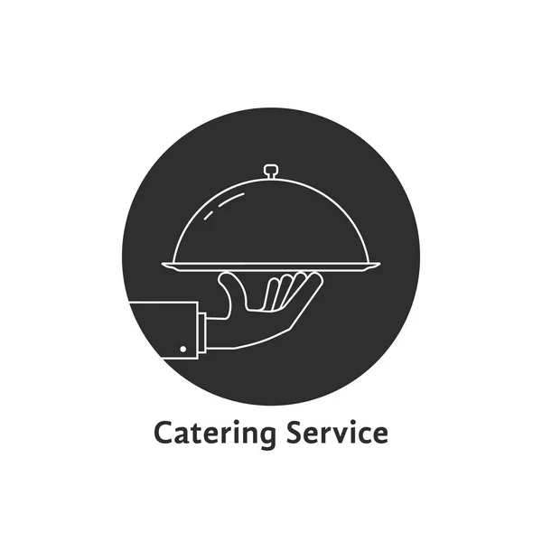 Μαύρη στρογγυλή catering service λογότυπο — Διανυσματικό Αρχείο