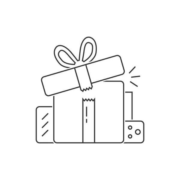 Siyah ince çizgi hediye kutuları grubu — Stok Vektör