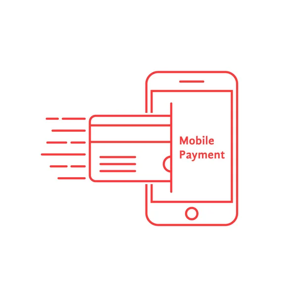 Červená tenká linie telefon jako mobilní platby — Stockový vektor