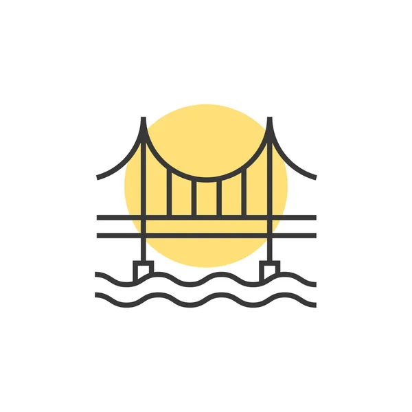 Тонка лінія захід сонця за логотипом моста — стоковий вектор