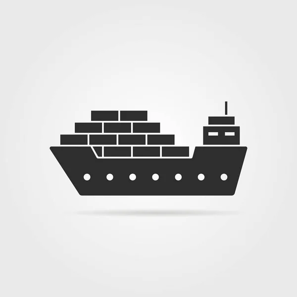 Icône de cargo noir avec ombre — Image vectorielle