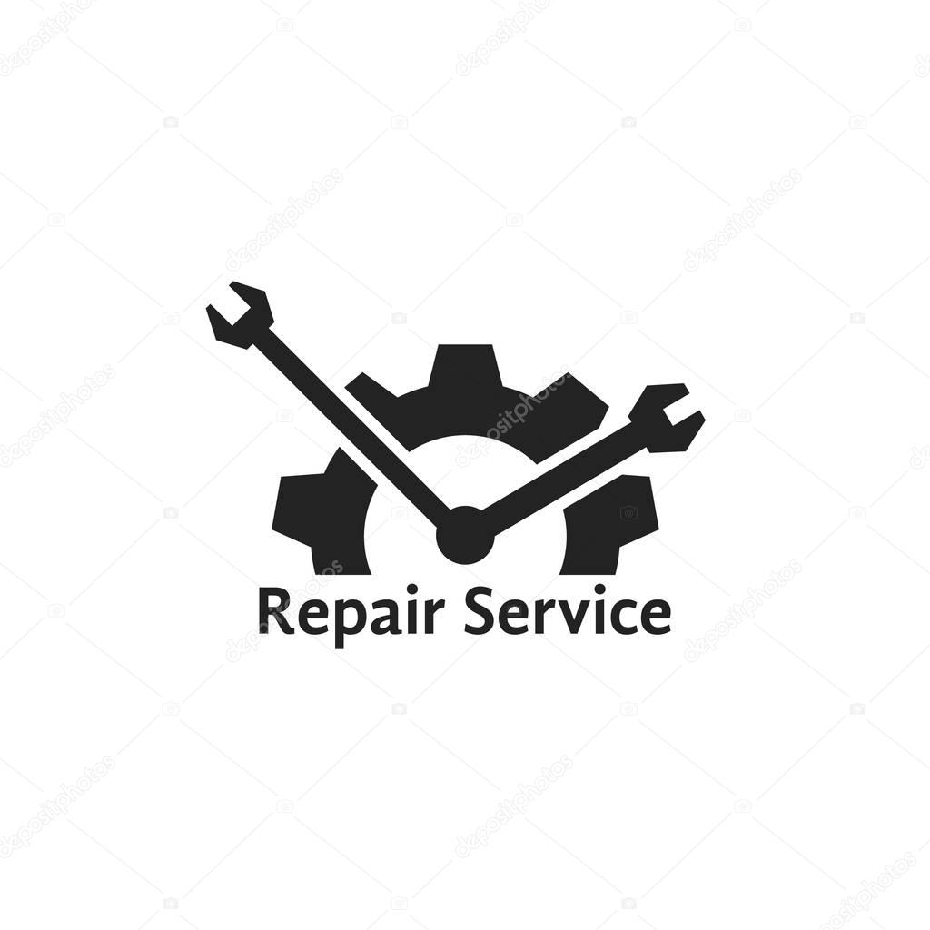 Simple repair service logo like clock. concept of visual identity, engineering, garage spare, automobile motor. flat style trend modern brand graphic design vector illustration on white background