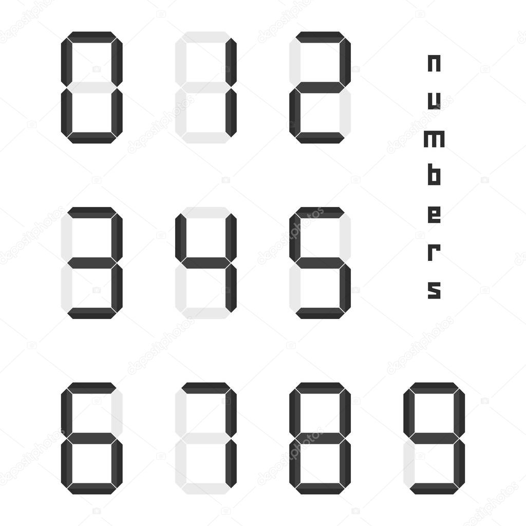set of black simple digital numbers