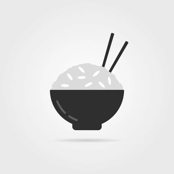 Icono de arroz negro con palillos — Archivo Imágenes Vectoriales