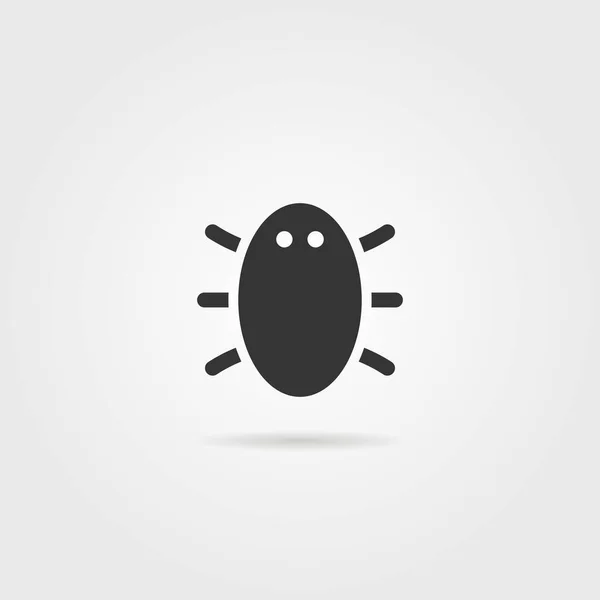 Ícone de bug preto com sombra — Vetor de Stock