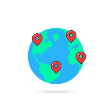 Dünya globus harita iğne ile