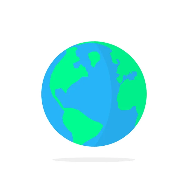 Ícone planeta terra simples com sombra — Vetor de Stock
