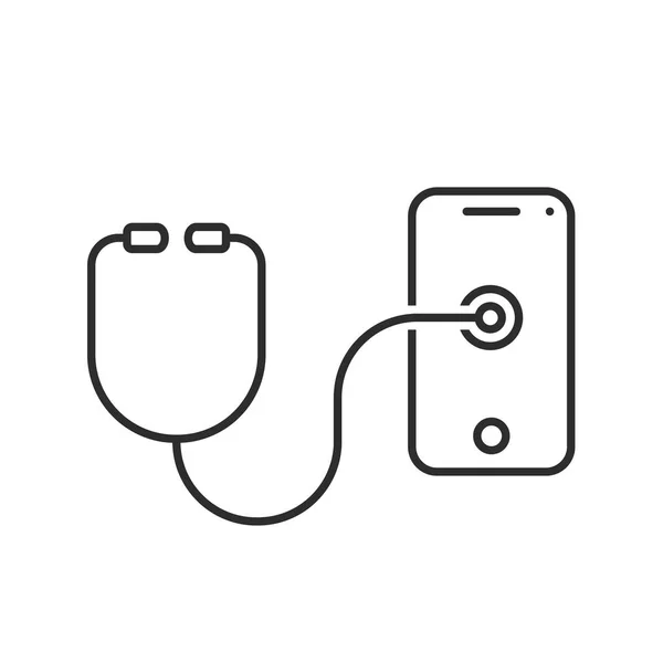 Tenká linie stetoskop testovací telefon — Stockový vektor