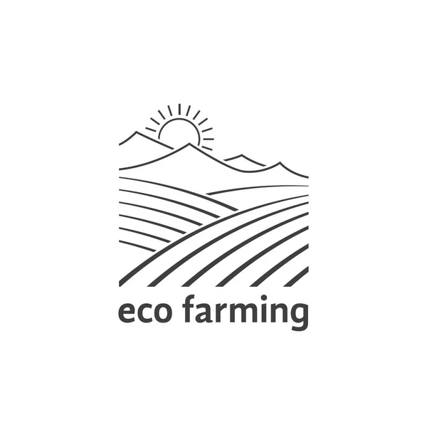 Logotipo eco agricultura com campos lineares —  Vetores de Stock
