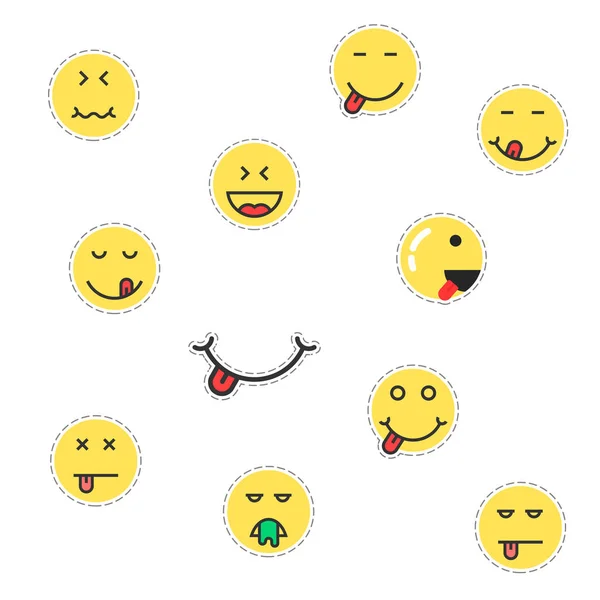 Coleção de patches emoji simples — Vetor de Stock