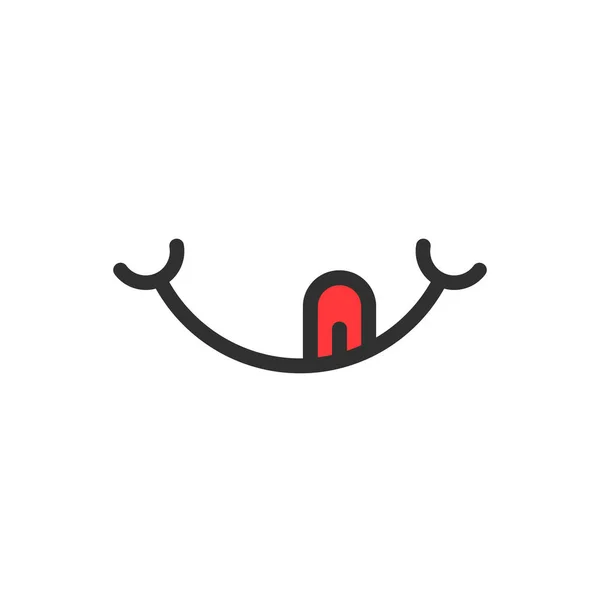 Logotipo sorriso com língua como gostoso — Vetor de Stock