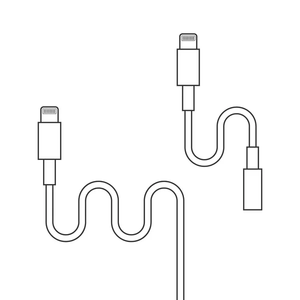 Conector de rayo de línea delgada con adaptador — Archivo Imágenes Vectoriales