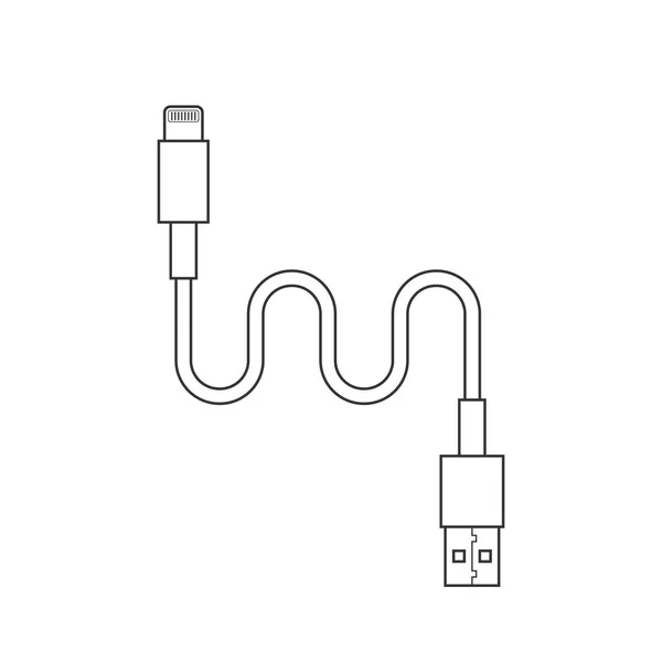 Ligne mince câble de charge de foudre USB — Image vectorielle