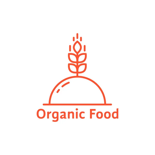 Plato rojo como logotipo de alimentos orgánicos — Vector de stock