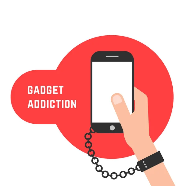 Gadget verslaving met telefoon en ketting — Stockvector