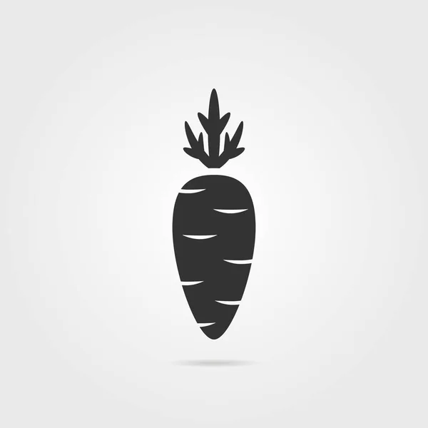 Black carrot icon with shadow — Stock Vector