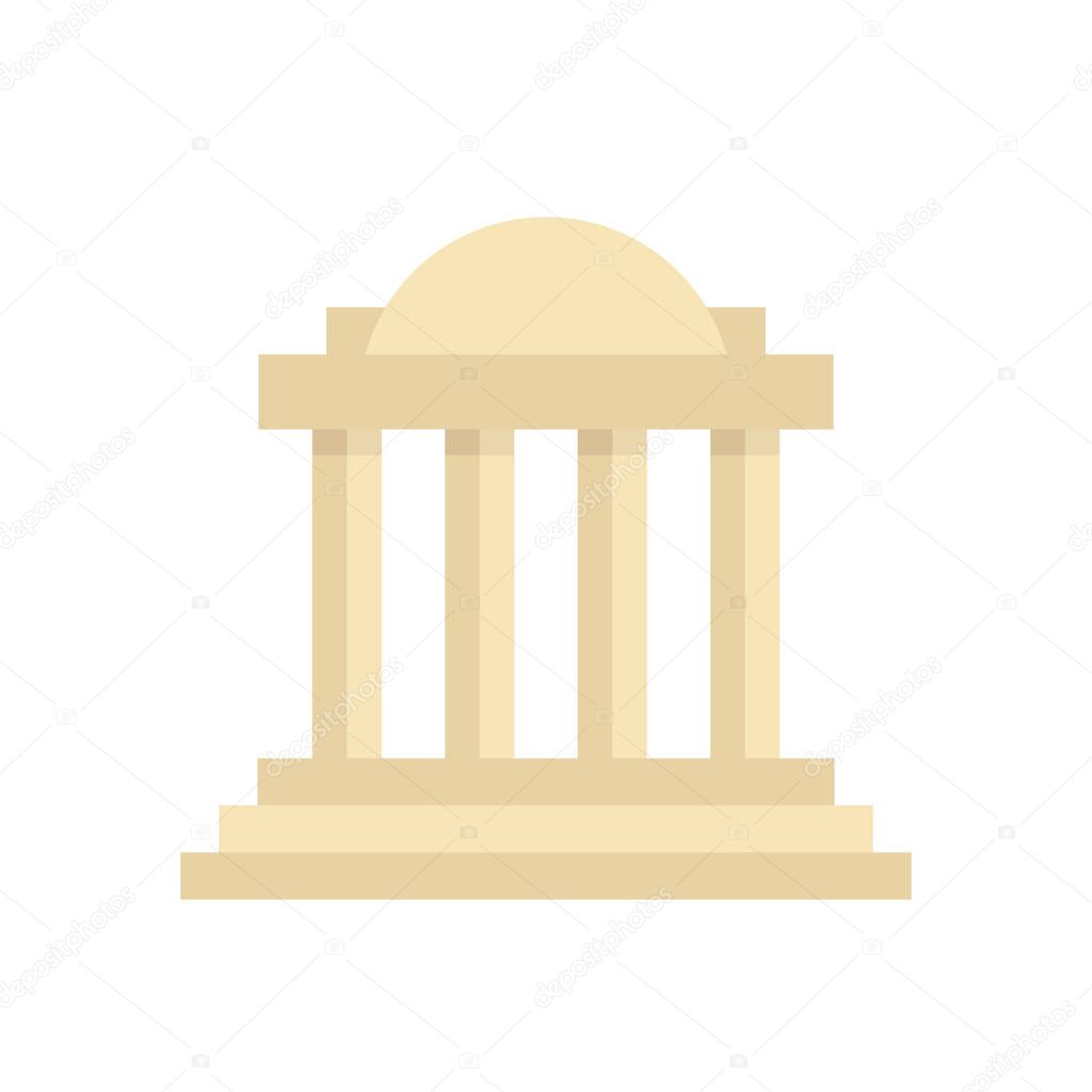 Greek colonnade building with columns. concept of corinthian, structure, library, facade, rome, university, doric, acropolis. flat style trend modern logotype graphic design on white background