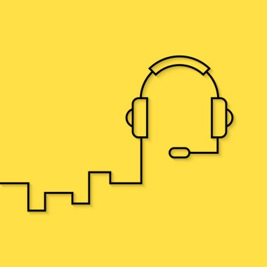 Sarı zemin üzerine siyah doğrusal kulaklık