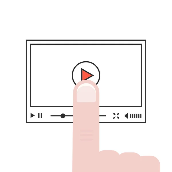 Palec wskazujący push na liniowy odtwarzacz wideo — Wektor stockowy