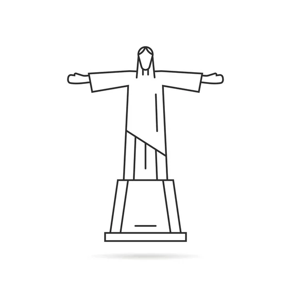 Simples estátua linha fina de Cristo o logotipo redentor —  Vetores de Stock