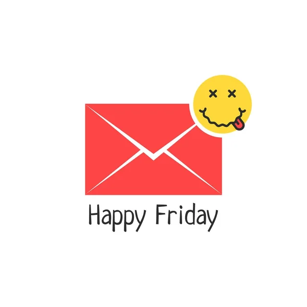 Happy friday message with drunk emoji — Stock Vector