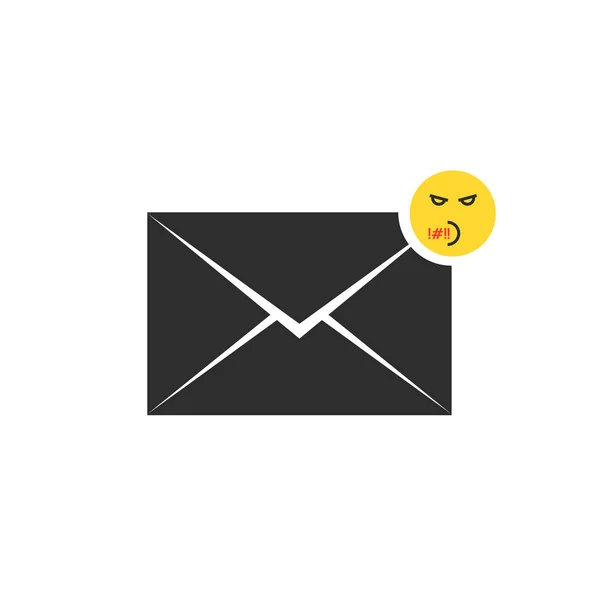 Svart oförskämd brev meddelandeikonen med emoji — Stock vektor