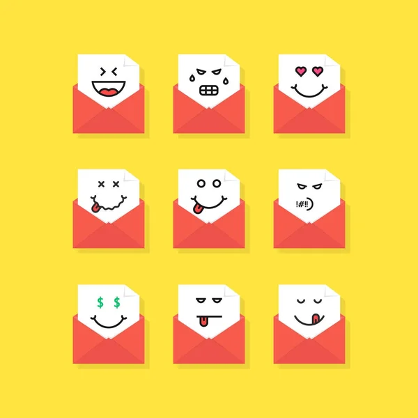 Conjunto de mensagens emoji em letras — Vetor de Stock