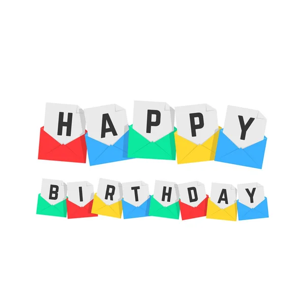 Feliz cumpleaños texto de letras de color — Vector de stock